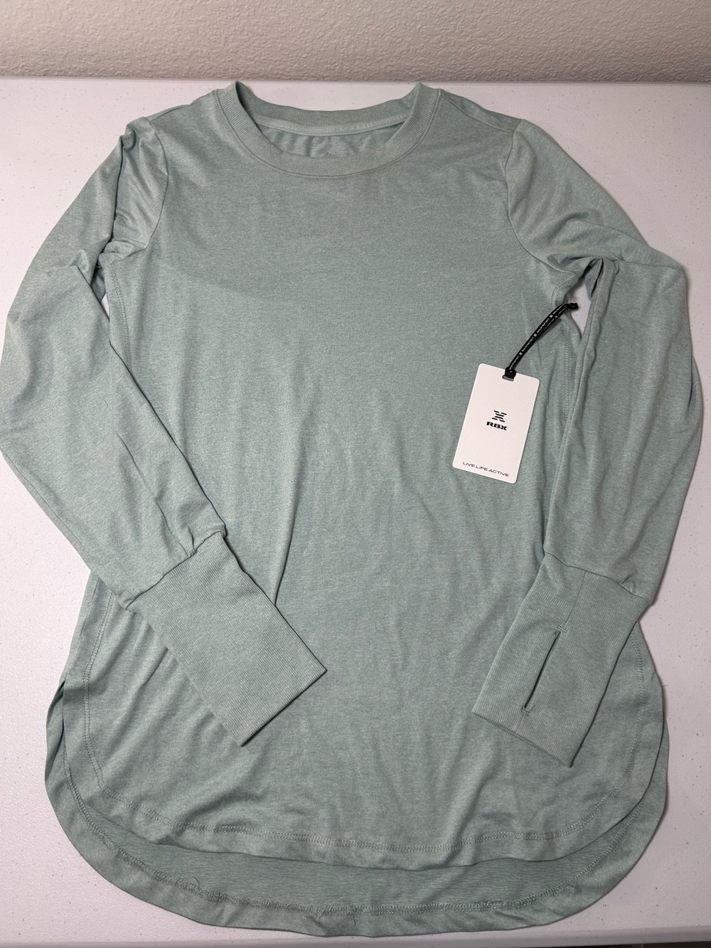 NWT RBX Mint Green Long Sleeve Crewneck Top Size XS